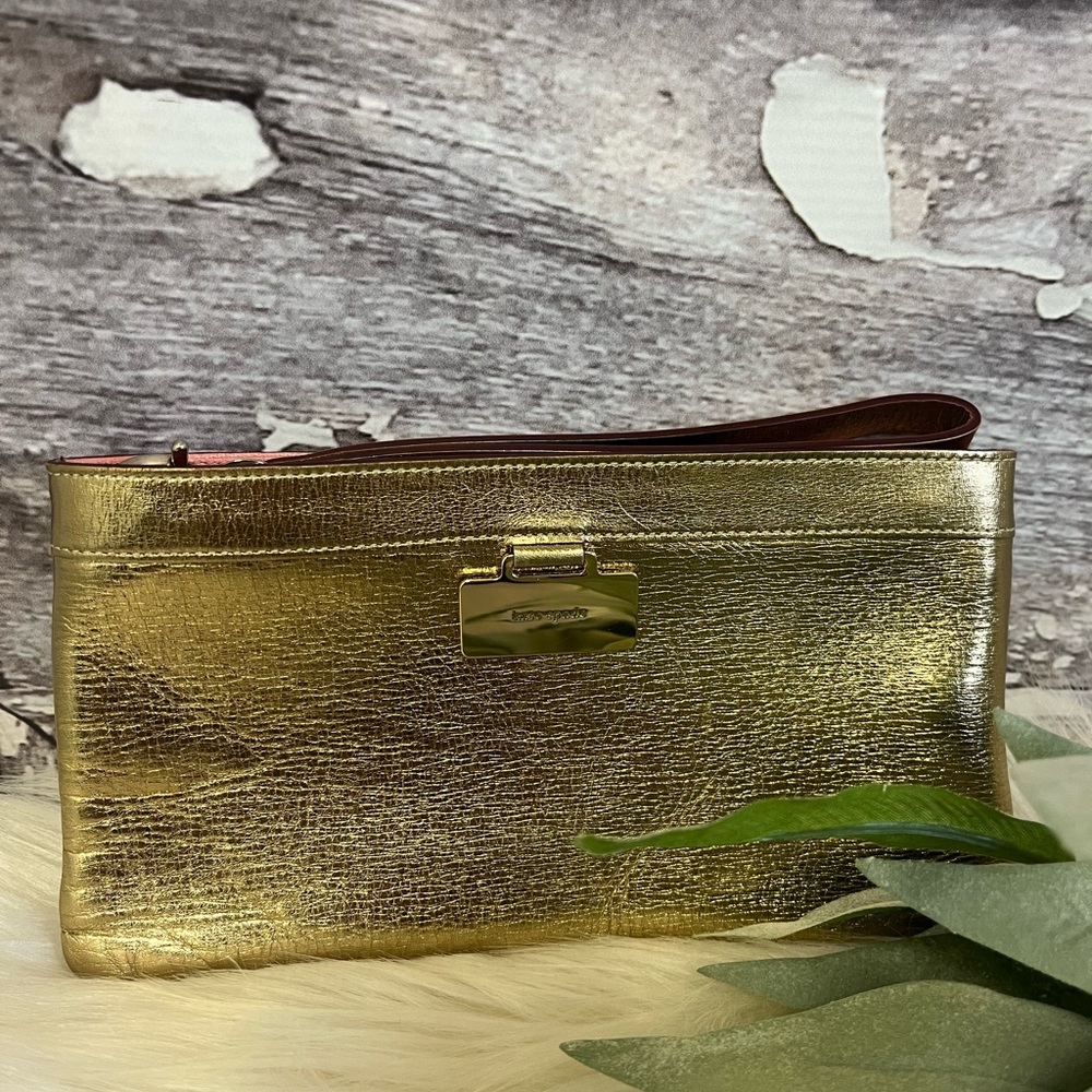 Kate Spade Vintage Gold Metallic Leather Wristlet/Clutch